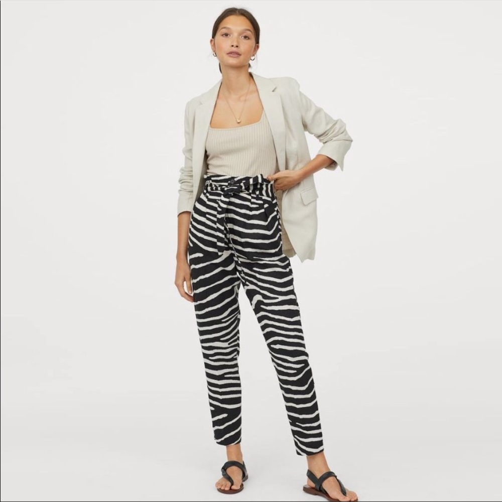 H&M zebra print paper bag high waist pants